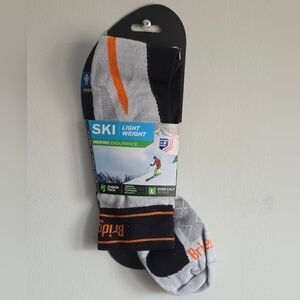 Bridgedale Merino Ski Socks Men’s Large Silver Black Lightweight Over Calf NEW